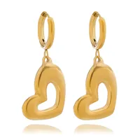 1 Pair IG Style Heart Shape 304 Stainless Steel 18K Gold Plated Drop Earrings main image 2
