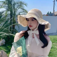 Women's Vacation Color Block Curved Eaves Sun Hat main image 6