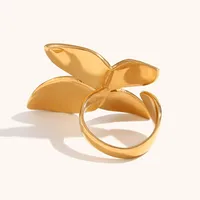 Stainless Steel 18K Gold Plated Elegant Simple Style Butterfly Open Rings main image 2