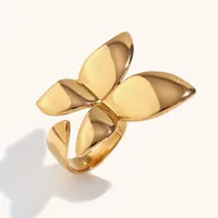 Stainless Steel 18K Gold Plated Elegant Simple Style Butterfly Open Rings main image 3
