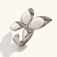 Stainless Steel 18K Gold Plated Elegant Simple Style Butterfly Open Rings sku image 1