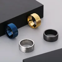Casual Simple Style Argyle Stainless Steel 18K Gold Plated Men's Wide Band Rings main image 1
