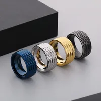 Casual Simple Style Argyle Stainless Steel 18K Gold Plated Men's Wide Band Rings main image 9