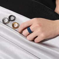Casual Simple Style Argyle Stainless Steel 18K Gold Plated Men's Wide Band Rings main image 4