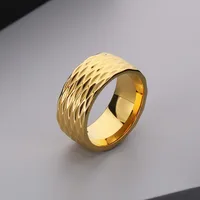 Casual Simple Style Argyle Stainless Steel 18K Gold Plated Men's Wide Band Rings main image 6