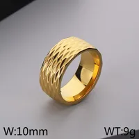 Casual Simple Style Argyle Stainless Steel 18K Gold Plated Men's Wide Band Rings sku image 1