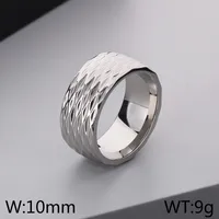 Casual Simple Style Argyle Stainless Steel 18K Gold Plated Men's Wide Band Rings sku image 4