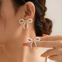 Modern Style Simple Style Bow Knot Copper Handmade Plating 18k Gold Plated Jewelry Set sku image 22