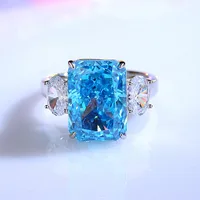 925 Sterling Silver High Carbon Diamond Geometric Rings main image 1