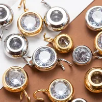 10 PCS/Package 5.5mm Diameter Diameter 7 Mm 304 Stainless Steel Zircon Round Polished Pendant main image 2