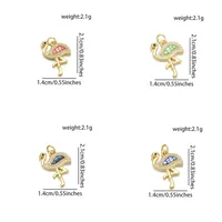 1 Piece 14*21mm Copper Shell Zircon 18K Gold Plated Flamingo Polished Pendant main image 4