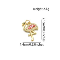 1 Piece 14*21mm Copper Shell Zircon 18K Gold Plated Flamingo Polished Pendant sku image 3