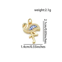 1 Piece 14*21mm Copper Shell Zircon 18K Gold Plated Flamingo Polished Pendant sku image 2