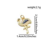 1 Piece 14*21mm Copper Shell Zircon 18K Gold Plated Flamingo Polished Pendant sku image 4