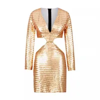 Women's Sheath Dress Sexy V Neck Long Sleeve Solid Color Above Knee Banquet Daily Bar main image 4