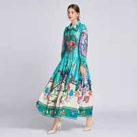 Women's Swing Dress Vintage Style Turndown Printing Long Sleeve Printing Maxi Long Dress Daily main image 2