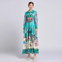 Women's Swing Dress Vintage Style Turndown Printing Long Sleeve Printing Maxi Long Dress Daily main image 4