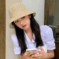 Women's Vacation Simple Style Solid Color Braid Wide Eaves Bucket Hat main image 9