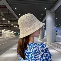 Women's Vacation Simple Style Solid Color Braid Wide Eaves Bucket Hat main image 3