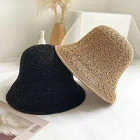 Women's Vacation Simple Style Solid Color Braid Wide Eaves Bucket Hat main image 2