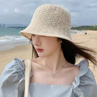 Women's Vacation Simple Style Solid Color Braid Wide Eaves Bucket Hat sku image 1