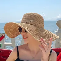 Women's Vacation Color Block Curved Eaves Sun Hat main image 10