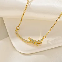 Titanium Steel Simple Style Classic Style Inlay Bow Knot Diamond Pendant Necklace main image 6
