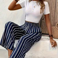 Women's Casual Holiday Daily Simple Style Stripe Full Length Printing Stripe Casual Pants main image 4