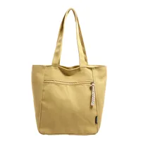 Women's Large Canvas Solid Color Classic Style Zipper Canvas Bag main image 2