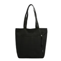 Women's Large Canvas Solid Color Classic Style Zipper Canvas Bag sku image 1