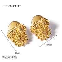 1 Pair IG Style Modern Style Simple Style Flower 304 Stainless Steel 18K Gold Plated Ear Studs sku image 1
