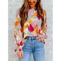 Women's Blouse Long Sleeve Blouses Vintage Style Color Block main image 2