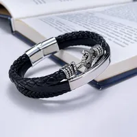 Vintage Style Anchor Pu Leather Alloy Men's Bangle main image 3