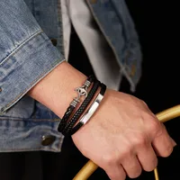 Vintage Style Anchor Pu Leather Alloy Men's Bangle main image 1