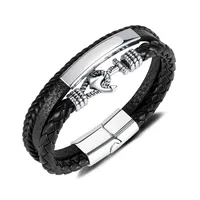Vintage Style Anchor Pu Leather Alloy Men's Bangle sku image 1