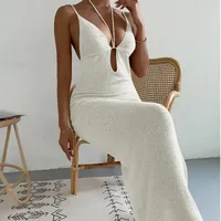 Women's Sheath Dress Sexy Halter Neck Sleeveless Solid Color Maxi Long Dress Outdoor Daily Beach main image 2
