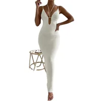 Women's Sheath Dress Sexy Halter Neck Sleeveless Solid Color Maxi Long Dress Outdoor Daily Beach main image 5