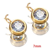 10 PCS/Package 5.5mm Diameter Diameter 7 Mm 304 Stainless Steel Zircon Round Polished Pendant sku image 4