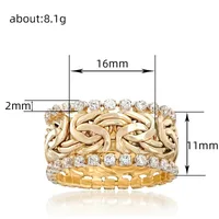 Wholesale Hip-Hop Retro U Shape Geometric Copper Inlay Zircon Rings main image 5