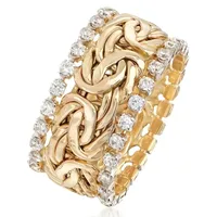 Wholesale Hip-Hop Retro U Shape Geometric Copper Inlay Zircon Rings main image 2