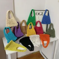 Women's Small Cotton Solid Color Basic Weave Open Handbag main image 1