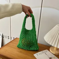 Women's Small Cotton Solid Color Basic Weave Open Handbag main image 5