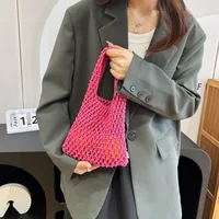 Women's Small Cotton Solid Color Basic Weave Open Handbag main image 4