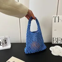 Women's Small Cotton Solid Color Basic Weave Open Handbag main image 3