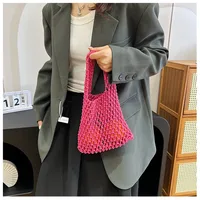 Women's Small Cotton Solid Color Basic Weave Open Handbag sku image 8
