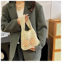 Women's Small Cotton Solid Color Basic Weave Open Handbag sku image 1