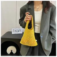Women's Small Cotton Solid Color Basic Weave Open Handbag sku image 9