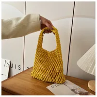 Women's Small Cotton Solid Color Basic Weave Open Handbag sku image 3