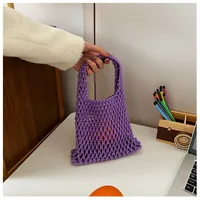 Women's Small Cotton Solid Color Basic Weave Open Handbag sku image 4