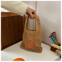 Women's Small Cotton Solid Color Basic Weave Open Handbag sku image 6